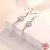 925 Silver Zircon Tassel Dangle Earrings for Women
