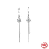 925 Silver Zircon Tassel Dangle Earrings for Women