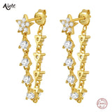 925 Silver Zircon Star Tassel Earrings For Women