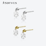 925 Silver CZ Pear Stud Earring Women Wedding Fine Jewelry