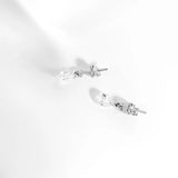 925 Silver CZ Pear Stud Earring Women Wedding Fine Jewelry