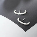 Silver 925 Stud Earrings Minimalist C Smail Fine Women Jewelry