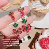 Yellow CZ Crystal Drop Earrings Colorful Flower Jewelry