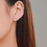 925 Silver Heart Stud Earrings with Clear Zircon for Women Wedding Jewelry