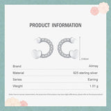 925 Silver Heart Stud Earrings with Clear Zircon for Women Wedding Jewelry