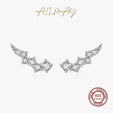 925 Silver Zircon Wings Stud Earrings Women Charm Jewelry