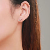 925 Silver Zircon Wings Stud Earrings Women Charm Jewelry