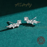 925 Silver Zircon Wings Stud Earrings Women Charm Jewelry