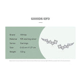 925 Silver Zircon Wings Stud Earrings Women Charm Jewelry