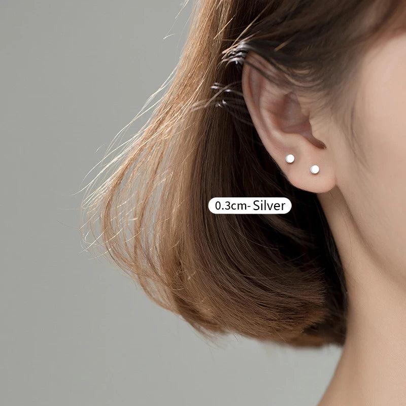 925 Sterling Silver Geometric Barbell Stud Earrings