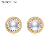 14k Plated Retro Round Pearl Earrings for Women Stud Earring