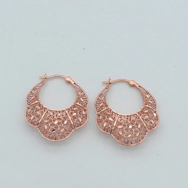 14K Rose 3D Light Wedding Jewelry 585 Purple Geometric Earrings