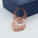 14K Rose 3D Light Wedding Jewelry 585 Purple Geometric Earrings