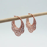 14K Rose 3D Light Wedding Jewelry 585 Purple Geometric Earrings