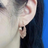 14K Rose 3D Light Wedding Jewelry 585 Purple Geometric Earrings