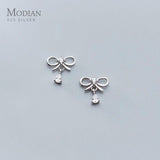 925 Silver Bowknot Zircon Water Drop Earrings Anti-Allergy