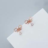 925 Silver Bowknot Zircon Water Drop Earrings Anti-Allergy