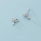 925 Silver Bowknot Zircon Water Drop Earrings Anti-Allergy