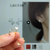 S925 Silver Spiral Beads Stud Earrings Heart Piercing Jewelry