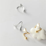 S925 Silver Spiral Beads Stud Earrings Heart Piercing Jewelry