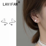 S925 Silver Spiral Beads Stud Earrings Heart Piercing Jewelry