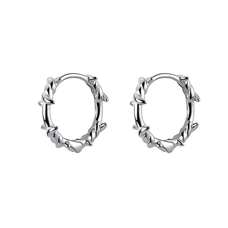 925 Silver Barbed Wire Ear Cuff Hoop Earring Wedding Jewelry