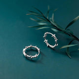 925 Silver Barbed Wire Ear Cuff Hoop Earring Wedding Jewelry