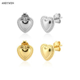 925 Silver Heart Piercing Stud Earring Punk Wedding Jewel