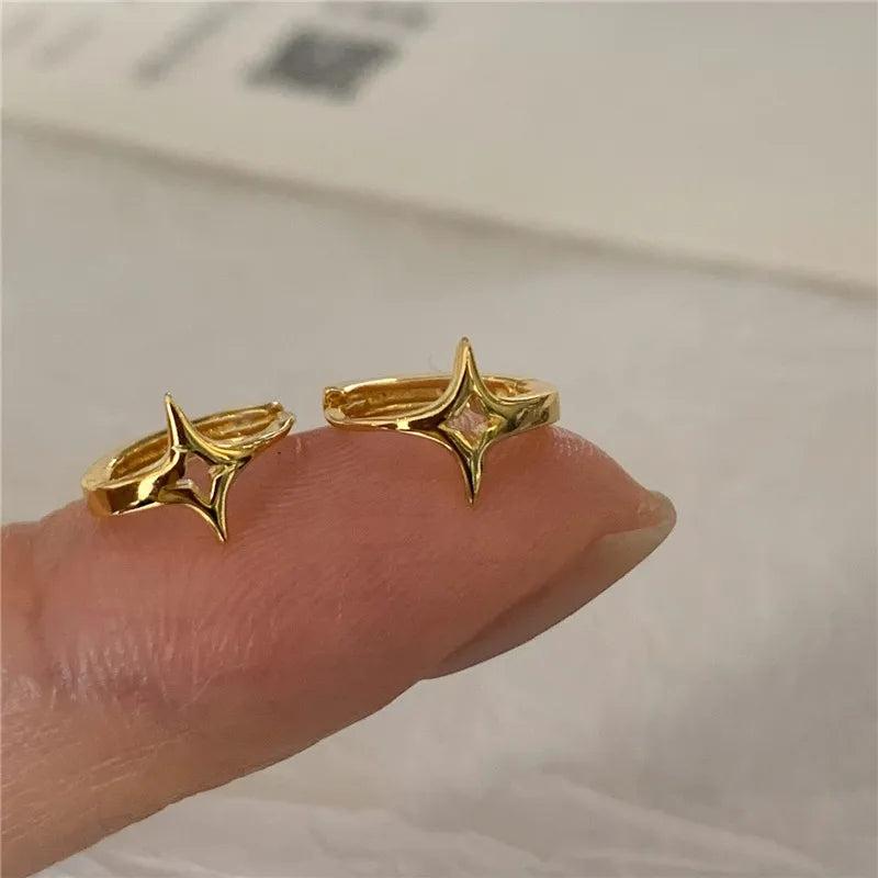 925 Silver Hollow Star Stud Earrings Women Retro Banquet Jewelry