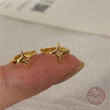925 Silver Hollow Star Stud Earrings Women Retro Banquet Jewelry