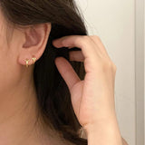 925 Silver Hollow Star Stud Earrings Women Retro Banquet Jewelry