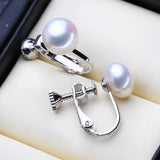 Natural Freshwater Pearl Earrings for Women Silver Clip On Stud Earrings