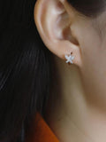 925 Silver Butterfly Small Hoop Earrings Zircon Circle Jewelry
