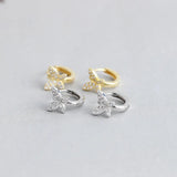 925 Silver Butterfly Small Hoop Earrings Zircon Circle Jewelry