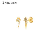 925 Silver Colorful Flower Mini Stud Earring European Jewelry