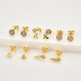 925 Silver Colorful Flower Mini Stud Earring European Jewelry