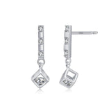 925 Silver CZ Dangle Earrings for Women Wedding Jewelry Gift
