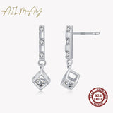 925 Silver CZ Dangle Earrings for Women Wedding Jewelry Gift