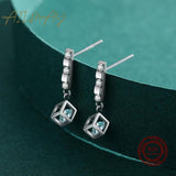925 Silver CZ Dangle Earrings for Women Wedding Jewelry Gift