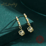 925 Silver CZ Dangle Earrings for Women Wedding Jewelry Gift
