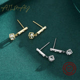 925 Silver CZ Dangle Earrings for Women Wedding Jewelry Gift