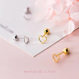 925 Silver Heart Shape Stud Earrings for Women