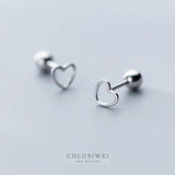 925 Silver Heart Shape Stud Earrings for Women