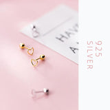 925 Silver Heart Shape Stud Earrings for Women