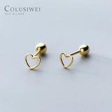 925 Silver Heart Shape Stud Earrings for Women