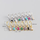 925 Silver Black/White CZ Square Hoop Earrings