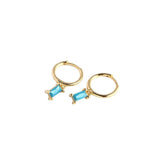 925 Silver Black/White CZ Square Hoop Earrings