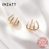 925 Silver Zircon Paw Stud Earrings Fine Jewelry