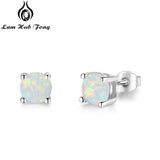 Created Pink Opal Earrings 925 Sterling Silver Stud Earrings (Lam Hub Fong)