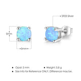 Created Pink Opal Earrings 925 Sterling Silver Stud Earrings (Lam Hub Fong)